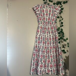 J. Crew Pink and Green Patterned Maxi Dress